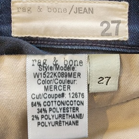 Rag & Bone Exposed Zipper Mid-rise Skinny Jeans Ankle Zip 27 - Picture 10 of 10